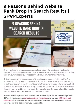 9 Reasons Behind Website Rank Drop In Search Results