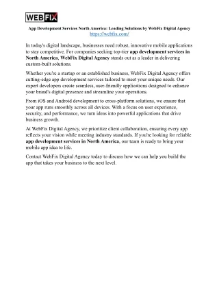 App Development Services North America
