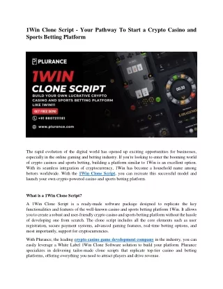 Plurance - 1Win Clone Script