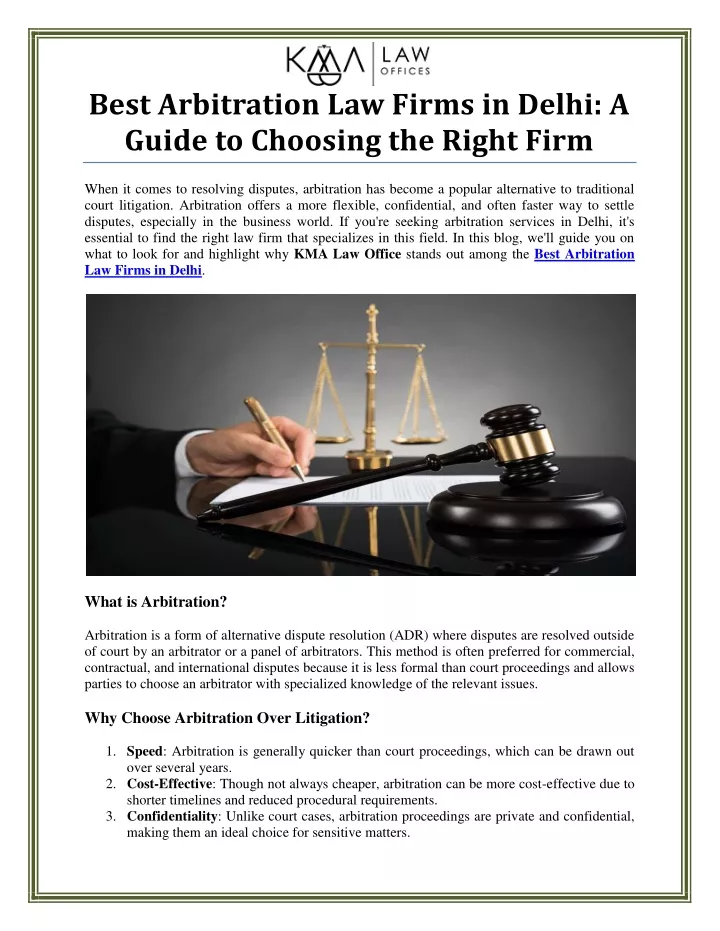 best arbitration law firms in delhi a guide