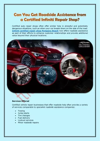 Can You Get Roadside Assistance from a Certified Infiniti Repair Shop