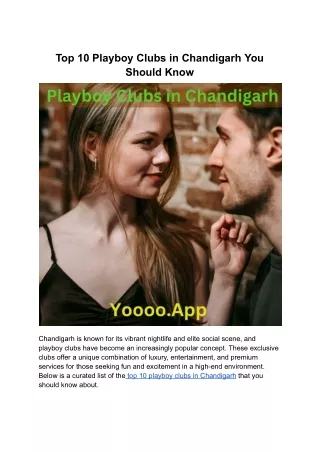 Top 10 Playboy Clubs in Chandigarh: Must-Know Destinations