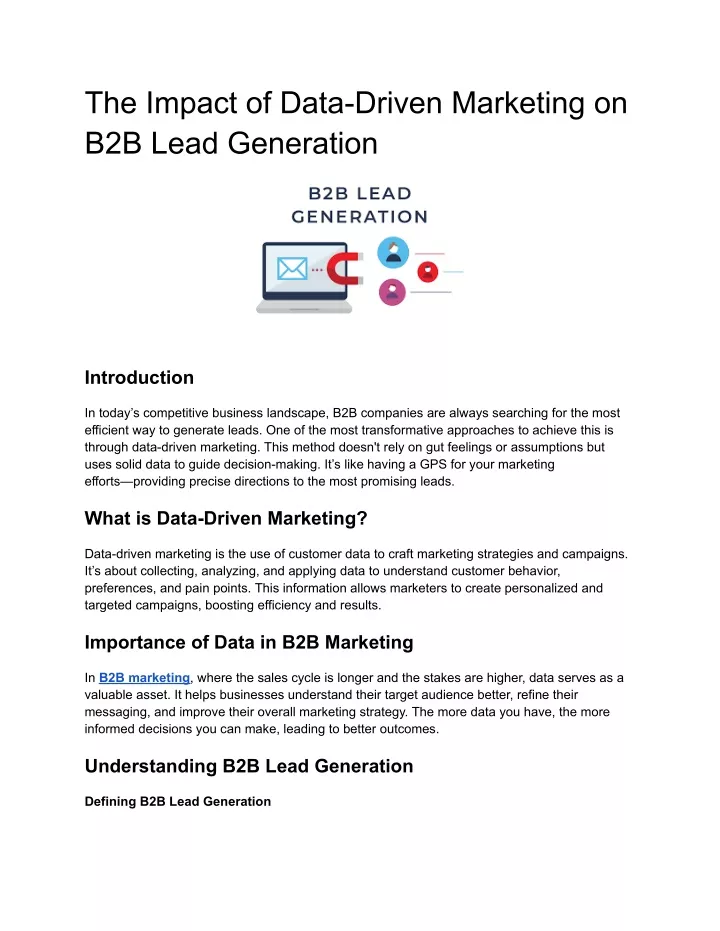 the impact of data driven marketing on b2b lead