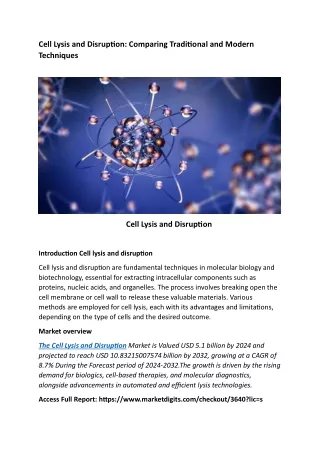 cell lysis and disruption comparing traditional