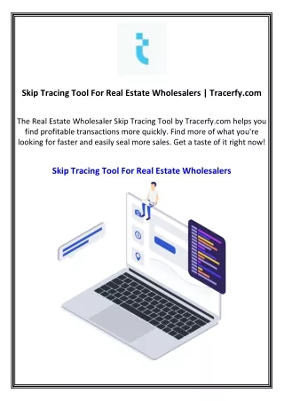 Skip Tracing Tool For Real Estate Wholesalers  Tracerfy.com