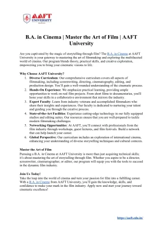 B.A. in Cinema | Master the Art of Film | AAFT University