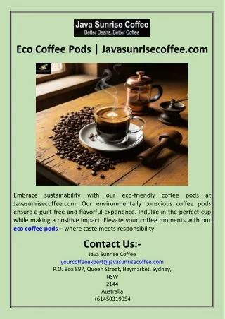 Eco Coffee Pods  Javasunrisecoffee.com