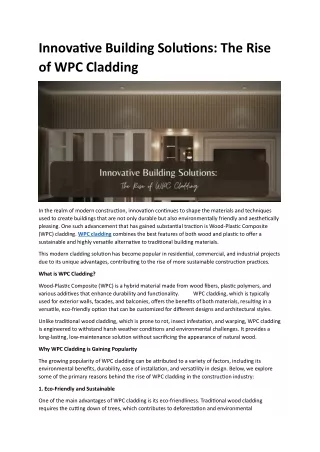 Innovative Building Solutions-The Rise of WPC Cladding (1)