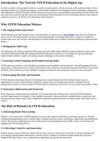 introduction the need for stem education