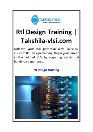 rtl design training takshila vlsi com
