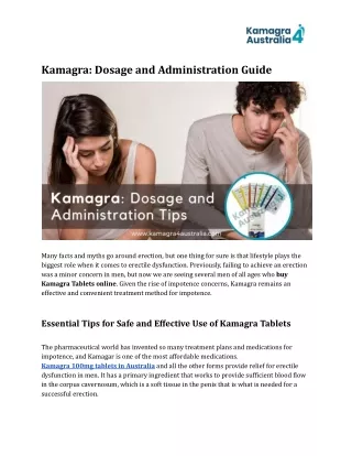 Reliable and Safe Dosage Instructions for Kamagra |Kamagra 4 Australia