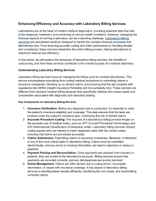 Enhancing Efficiency and Accuracy with Laboratory Billing Services