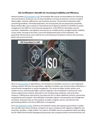 ISO Certification's Benefits for Increasing Credibility and Efficiency