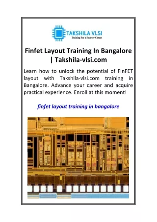 finfet layout training in bangalore takshila vlsi