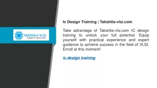 ic design training takshila vlsi com take