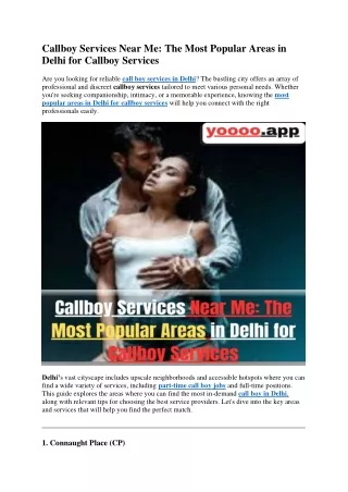 Callboy Services Near Me: The Most Popular Areas in Delhi for Callboy Services
