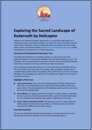 Exploring the Sacred Landscape of Kedarnath by Helicopter