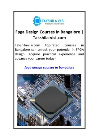 fpga design courses in bangalore takshila vlsi com