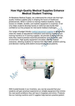 How High-Quality Medical Supplies Enhance Medical Student Training