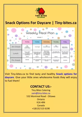 Snack Options For Daycare  Tiny-bites.ca