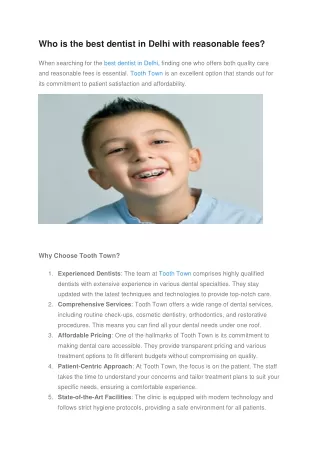 Who is the best dentist in Delhi with reasonable fees