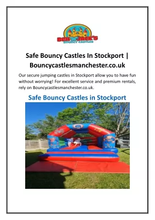 Safe Bouncy Castles In Stockport  Bouncycastlesmanchester.co.uk