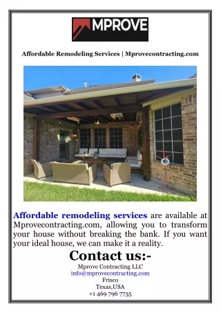 Affordable Remodeling Services  Mprovecontracting.com