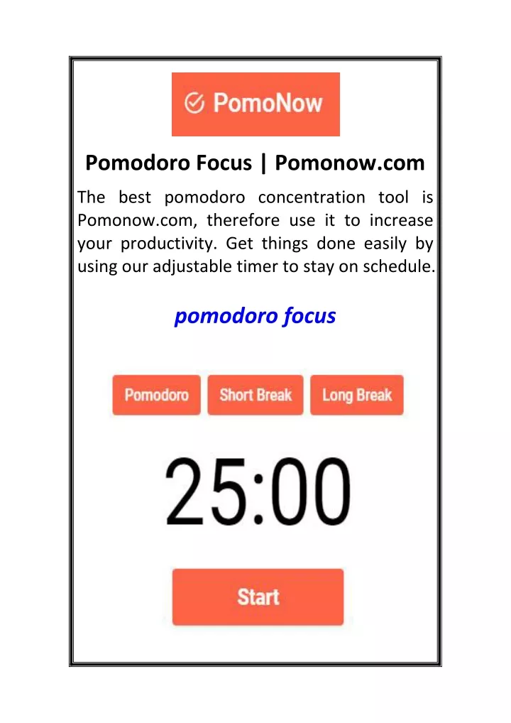 pomodoro focus pomonow com