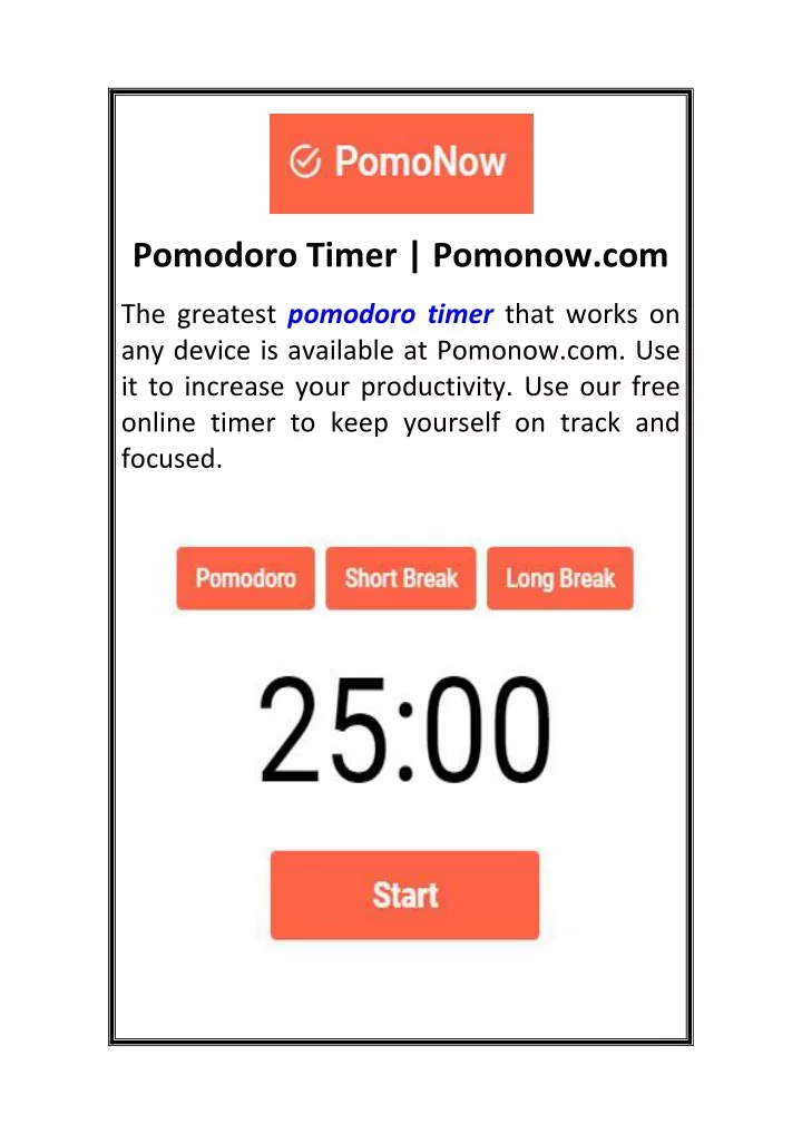 pomodoro timer pomonow com