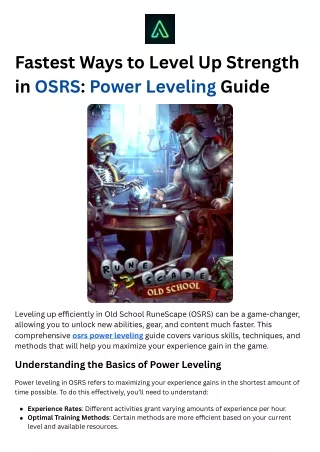 fastest ways to level up strength in osrs power