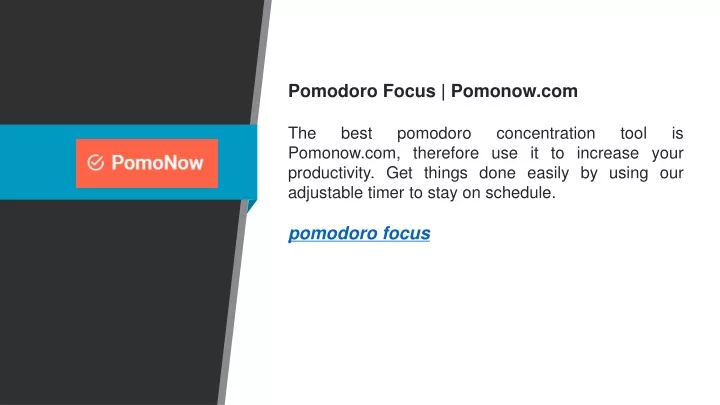 pomodoro focus pomonow com the best pomodoro