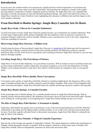 From Deerfield to Bonita Springs: Jungle Boys Cannabis Takes Florida by Storm