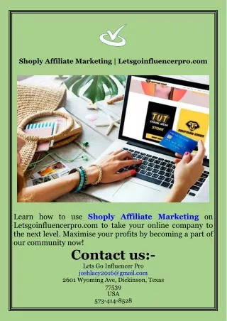 Shoply Affiliate Marketing  Letsgoinfluencerpro.com