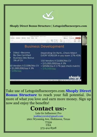 Shoply Direct Bonus Structure  Letsgoinfluencerpro.com