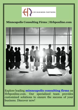 Minneapolis Consulting Firms  Hrbponline.com