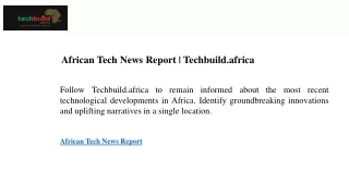 African Tech News Report  Techbuild.africa