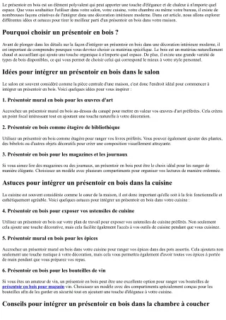 le pr sentoir en bois est un l ment polyvalent