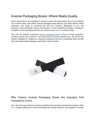 incense packaging boxes where meets quality