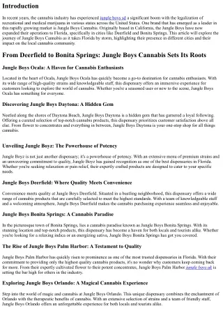 From Deerfield to Bonita Springs: Jungle Boys Cannabis Takes Florida by Storm