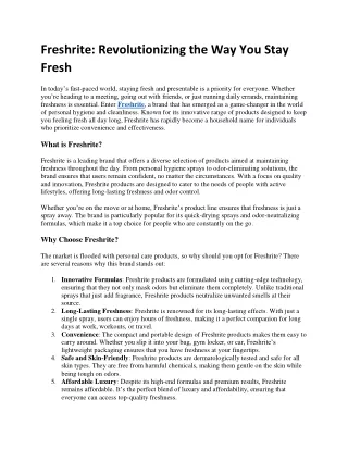 freshrite revolutionizing the way you stay fresh