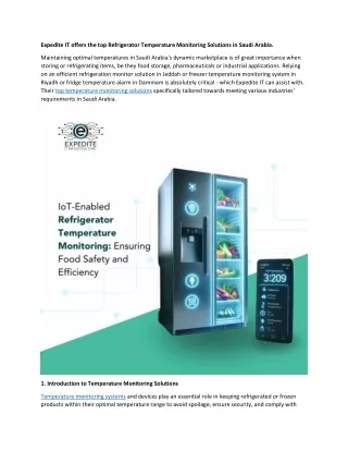 Refrigerator Temperature Monitoring Solutions in Saudi Arabia