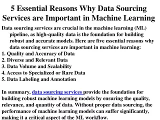 5 Essential Reasons Why Data Sourcing Services are Important in Machine Learnin