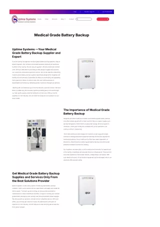 Medical Grade Battery Backup