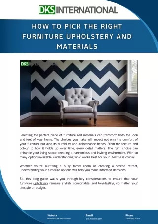 How to Pick the Right Furniture Upholstery and Materials