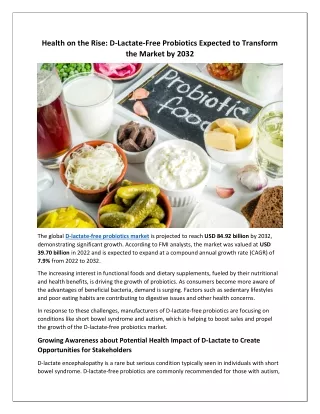 D-Lactate-Free Probiotics Market