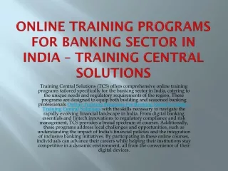 Training Programs For Banking Sector In Mumbai – Training Central Solutions