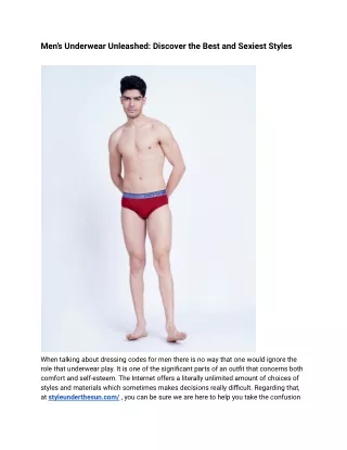 Men’s Underwear Unleashed: Discover the Best and Sexiest Styles