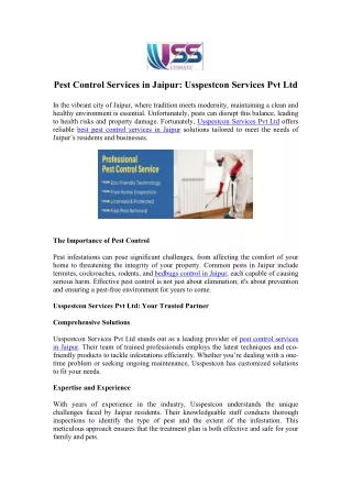 Top Pest Control in Jaipur - USSPestCon Services Pvt Ltd