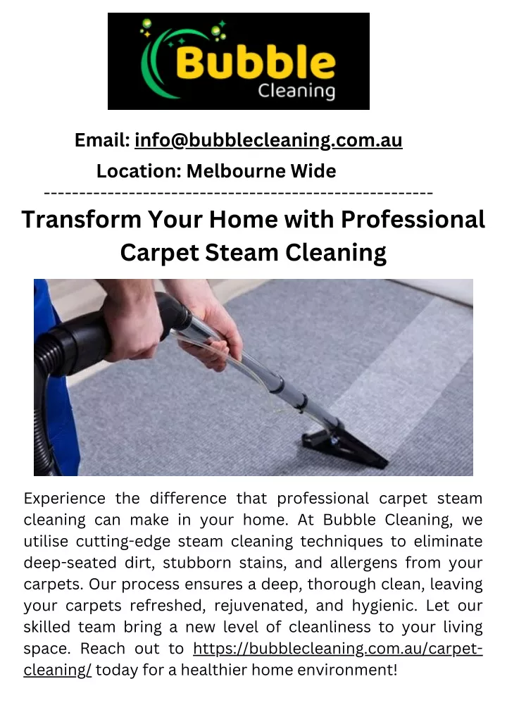 email info@bubblecleaning com au location