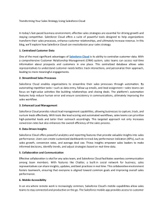 transforming your sales strategy using salesforce